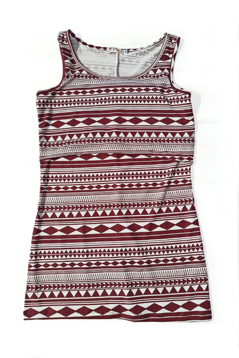 Blusa de Embarazo y Lactancia Venecia Estampada Vino