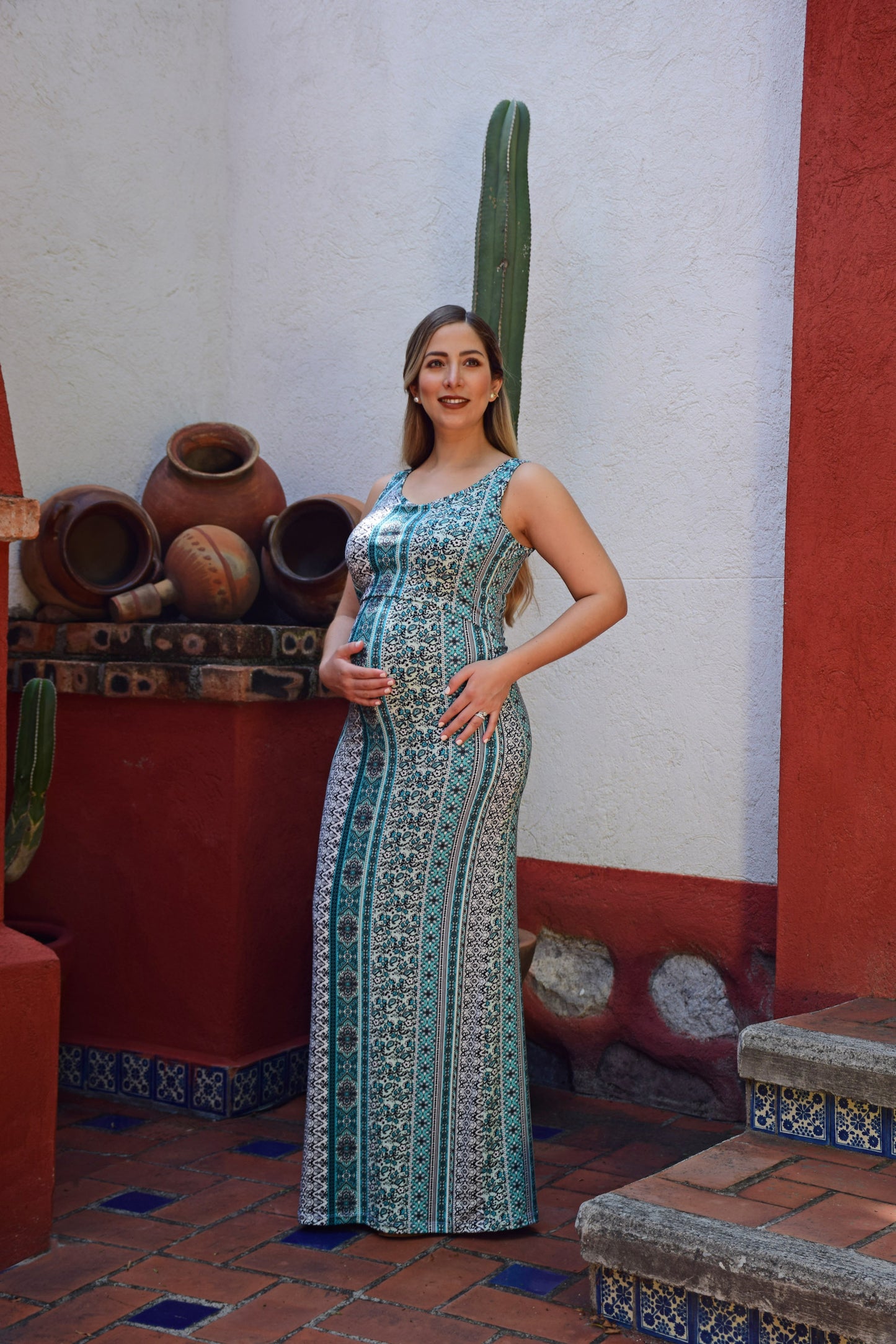 Vestido de Embarazo y Lactancia Venecia Estampado verde