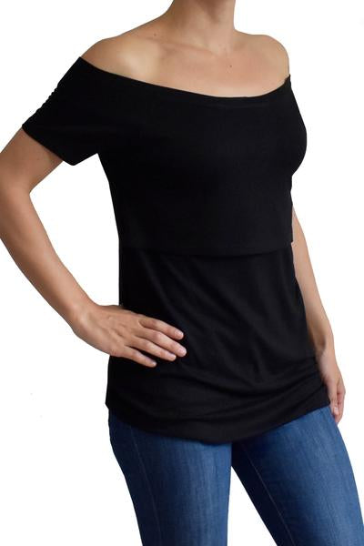 Blusa de Embarazo y Lactancia Barco Negra