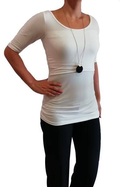 Blusa de Embarazo y Lactancia Clavel Lisa Blanca