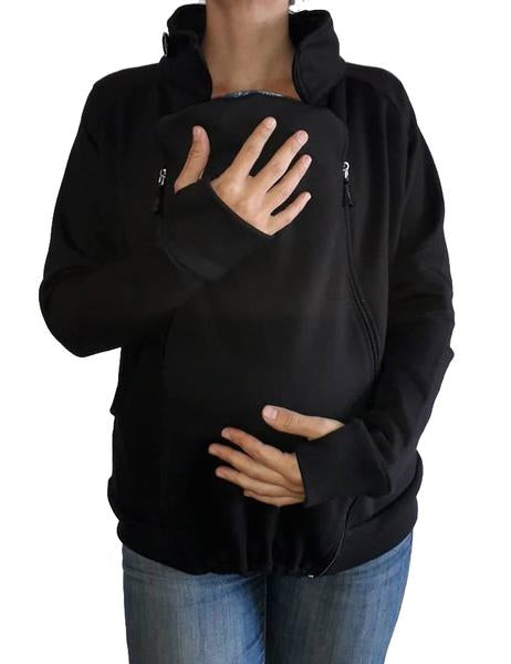 Sudadera de Maternidad Canguro de Porteo Negra (Para usarse con sistema de porteo)