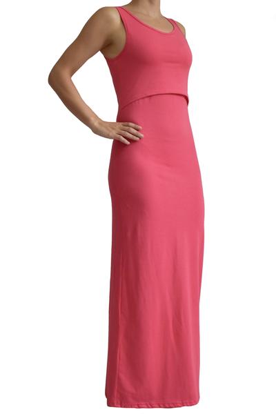 Vestido de Embarazo y Lactancia Venecia Liso Coral