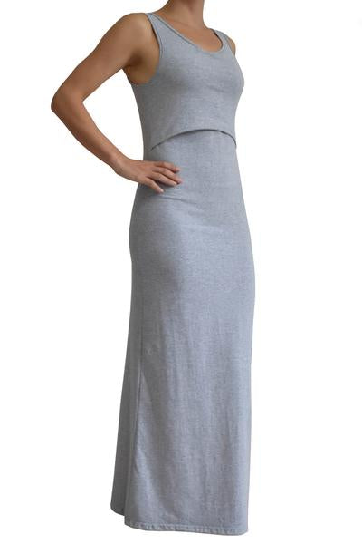 Vestido de Embarazo y Lactancia Venecia Liso Gris