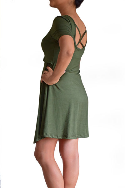 Vestido para Embarazo y Lactancia Princesa Manga Corta Verde
