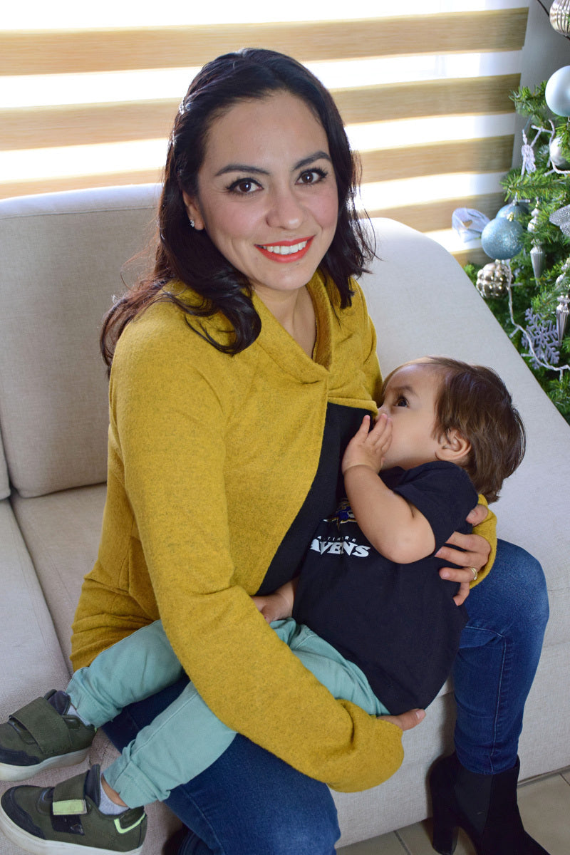 Suéter de Embarazo y Lactancia Mostaza Otoño