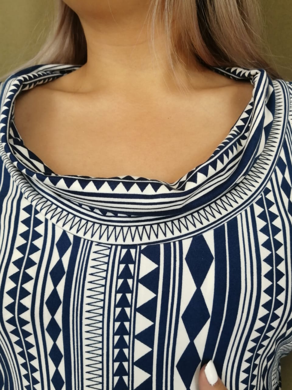 Blusa de Embarazo y Lactancia Caramelo Azul Estampado