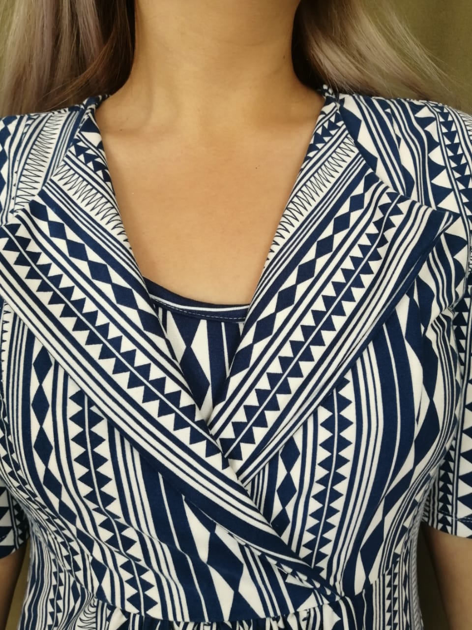 Vestido de Embarazo y Lactancia Roma Azul Estampado