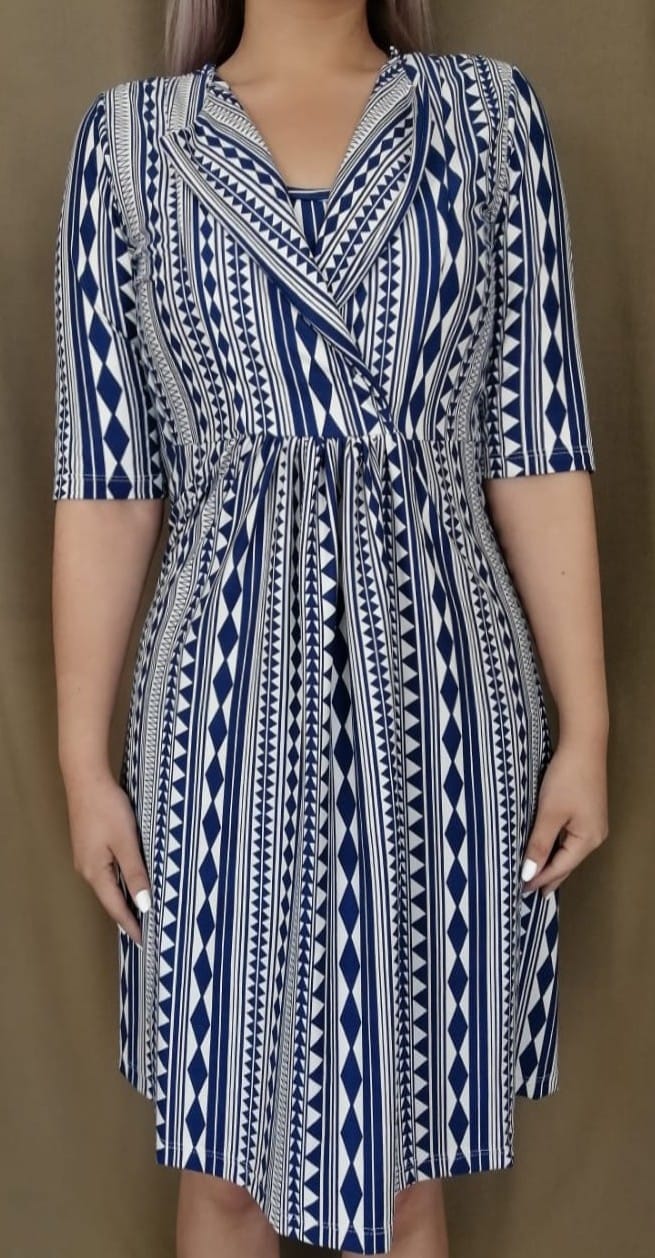 Vestido de Embarazo y Lactancia Roma Azul Estampado