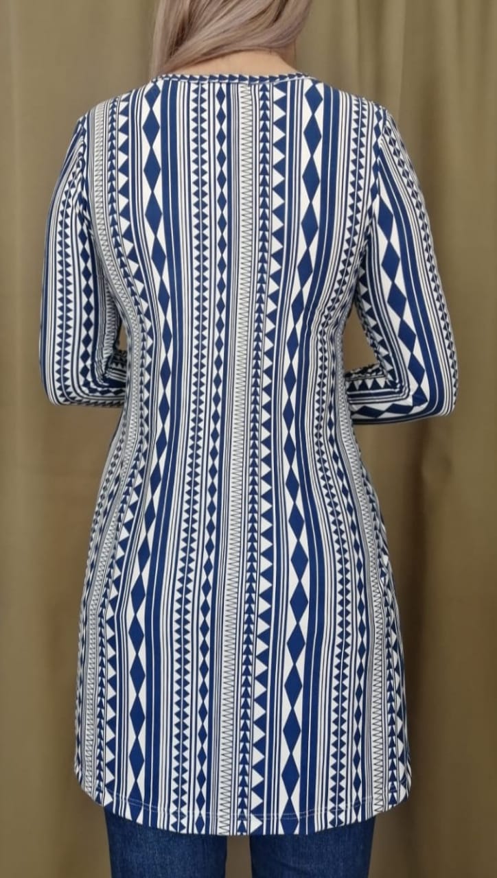 Blusón de Embarazo y Lactancia Azul Estampado Mami