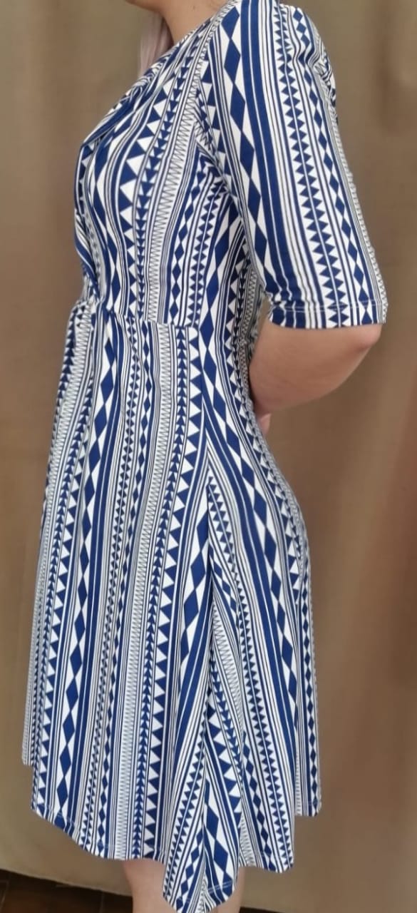 Vestido de Embarazo y Lactancia Roma Azul Estampado