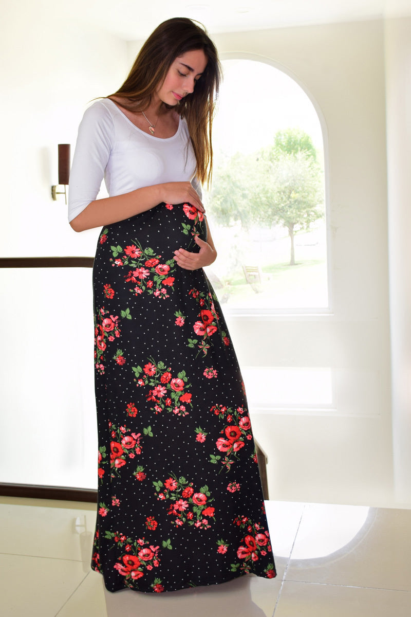 Vestido de Embarazo y Lactancia Océano con mangas Negro