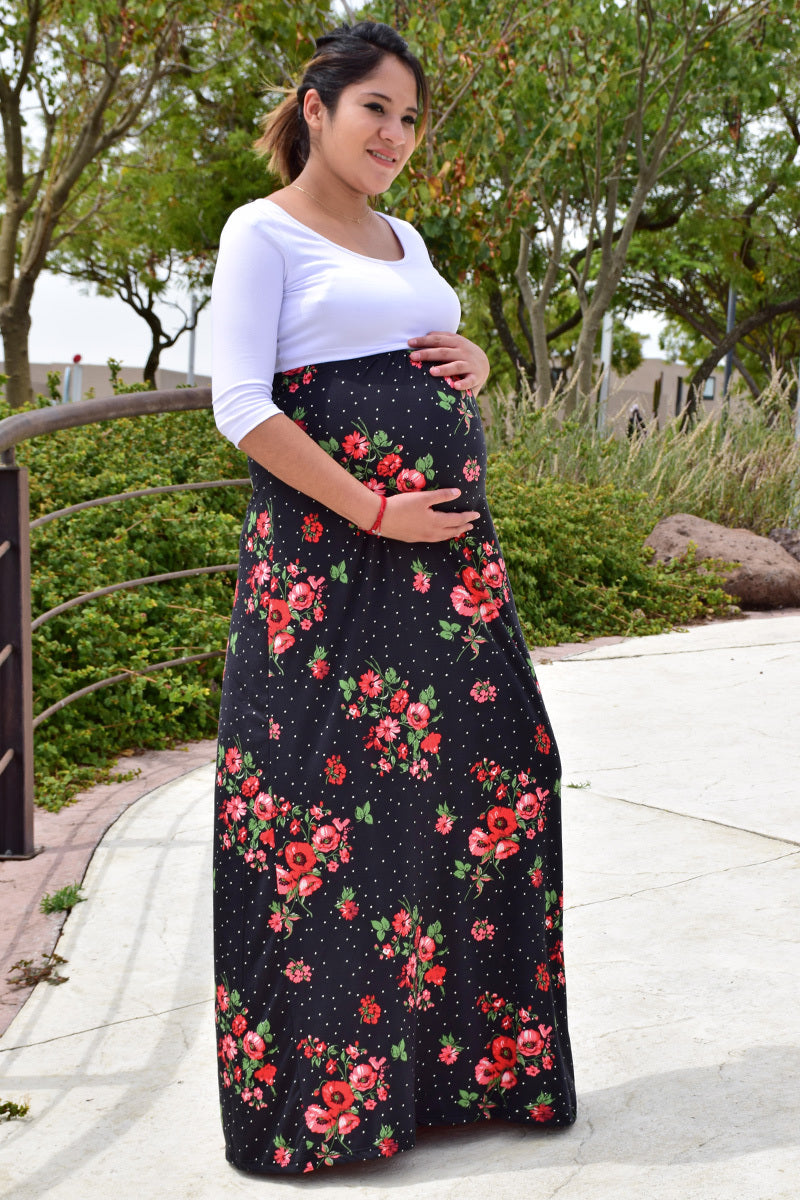 Vestido de Embarazo y Lactancia Océano con mangas Negro