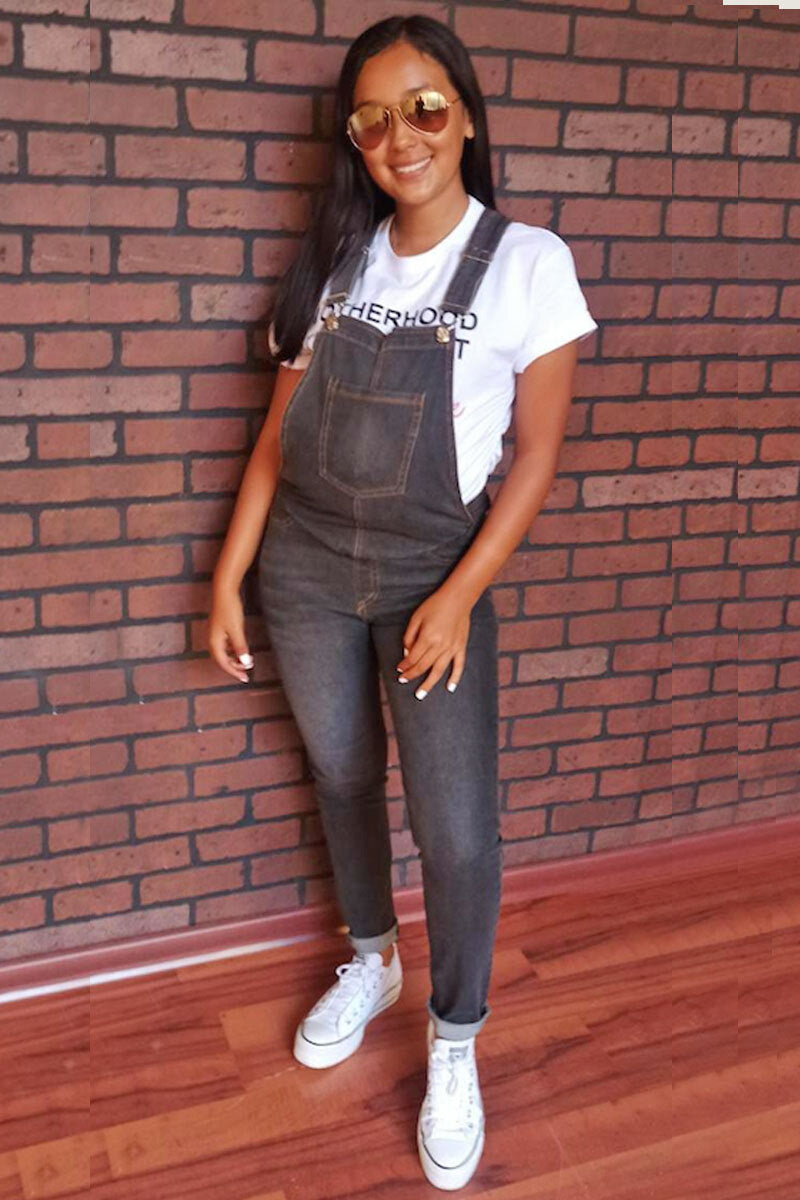 Overol de Embarazo en Mezclilla Gris