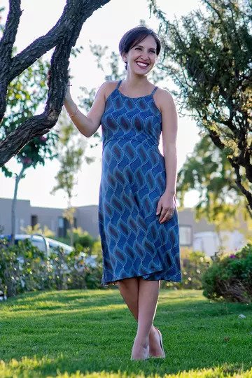 Vestido de Embarazo y Lactancia Frescura Azul Estampado