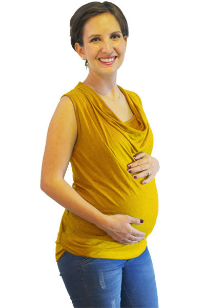 Blusa de Embarazo y Lactancia Cascada Mostaza