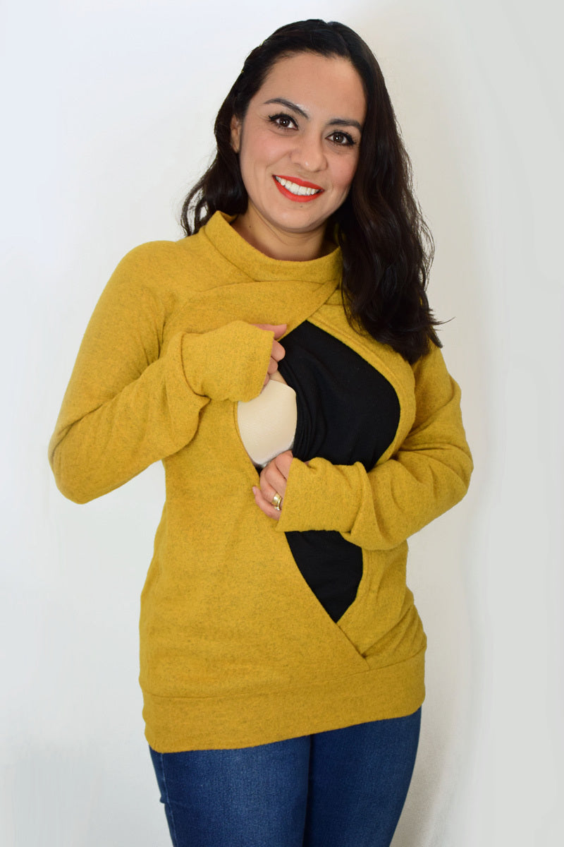 Suéter de Embarazo y Lactancia Mostaza Otoño