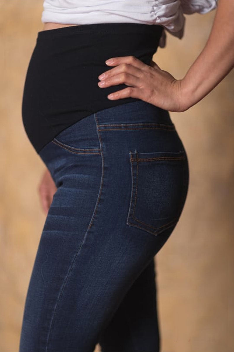 Pantalón de Embarazo Mezclilla Azul - Panza Alta